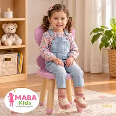 GENERICO - Silla Infantil Montessori de Madera con Respaldo de Animalitos