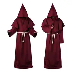 GIOIO - Disfraz Halloween Tunica Monje Medieval Negra Cosplay Adulto