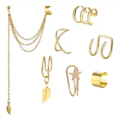 GIOIO - 7 Clips D Oreja Aretes Trepadore Aretes Largos No Percing