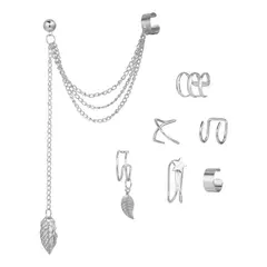 GIOIO - 7 Clips D Oreja Aretes Trepadore Aretes Largos No Percing