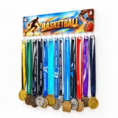 QUIMERA - Medallero Basketball Hombre - Colgador Porta Medallas de 36 x 14 cm - Hasta 30 Medallas