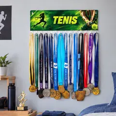QUIMERA - Medallero Tenis Mujer - Colgador Porta Medallas de 36 x 14 cm - Hasta 30 Medallas