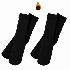 GENERICO - MEDIAS CALENTADORAS PACK 2 PARES CON FORRO POLAR NEGRO