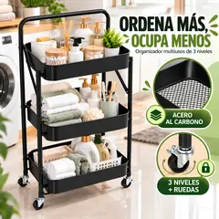 GENERICO - Carrito Organizador De Acero de 3 Niveles Para Baño, Cocina y Lavandería