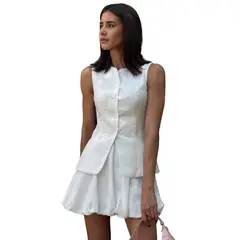 GIOIO - Conjunto Mujer Chaleco y Falda Corta Elegante