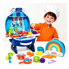 GENERICO - Cocina De Juguete 2 En 1 Maletín Portátil Mini Chef Arcoíris 31 pcs