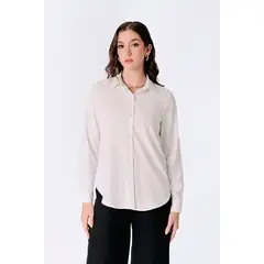 BANATY - BLUSA SEDA FRANCESA MANGA LARGA CON BOTONES PARA MUJER LORENA
