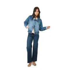 MICHELLE BELAU - Pantalón Jean Recto De Basta Ancha AZUL