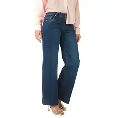 MICHELLE BELAU - Pantalón Jean Recto De Basta Ancha AZUL