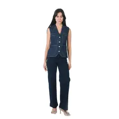 MICHELLE BELAU - Pantalón Jean Recto De Basta Ancha AZUL NOCHE