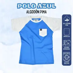 YONISTERS CLOTHING - Polo Casual Manga Corta Niño 100% Algodón Pima Peruano Yonisters Kids - Azul
