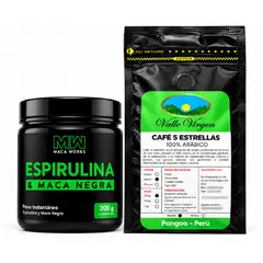 MACA WORKS - Pack Café 5 Estrellas 250 g y Espirulina y Maca Negra 200 g