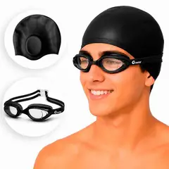 GRAVITAL - Lentes de natación y Gorra orejera con Protección UV Antifog