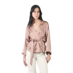MICHELLE BELAU - Kaftan manga larga de basta ancha reversible CAMEL