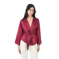 MICHELLE BELAU - Kaftan manga larga de basta ancha reversible GRANATE