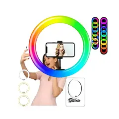 SEISA - Aro luz led RGB White Con Clip De Celular