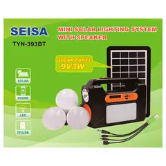 SEISA - Mini kit de iluminación solar, 3 focos, linterna, FMBT