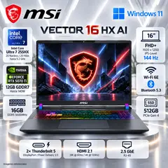 Msi - Laptop Gamer Vector 16 HX AI A2XWHG Ultra 7 16GB 512GB RTX 5070 Ti 12GB