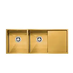 XM - Lavadero de Cocina 2 Pozas con Escurridor Dorado ULD07-12050