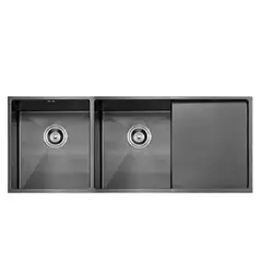 XM - Lavadero de Cocina 2 Pozas con Escurridor Negro ULD01-12050