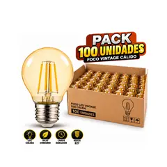 GENERICO - Pack 100 Unidades de foco Bombillas Led 4w Transparente Vintage