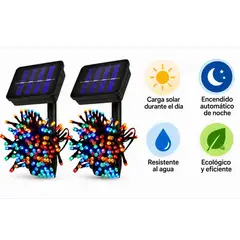 OEM - Pack x2 Extensión de Luces Navideñas Solares Mágicas para Fachadas, Arbustos y Espacios Abiertos
