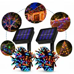 OEM - Set x2 Luces Solar LED de Navidad con Estaca y Panel Solar Integrado para Iluminación Festiva Exterior