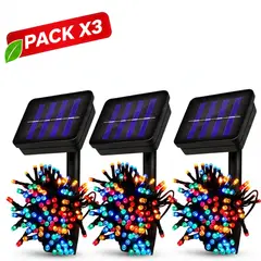 OEM - Pack x3 Extensión de Luces Navideñas Solares para Arbustos y Espacios Abiertos