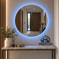 GENERICO - Espejo Led Inteligente Mod. Sol 70×70 cm con Reloj -Antiempaño y 3 Tonos de Luz