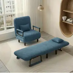 GENERICO - SILLA SILLÓN SOFÁ CAMA CONVERTIBLE MULTIFUNCIONAL RECLINABLE EN LINO PREMIUM CON ALMOHADA
