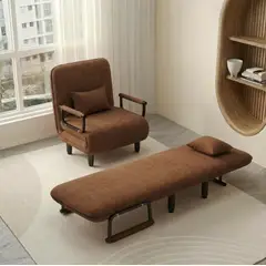 GENERICO - SILLA SILLÓN SOFÁ CAMA CONVERTIBLE MULTIFUNCIONAL RECLINABLE EN LINO PREMIUM CON ALMOHADA