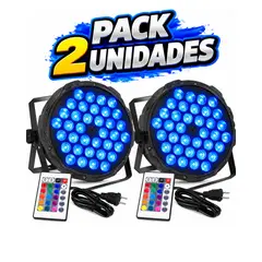 GENERICO - PACK 2 Luz de escenario LED tacho par Led 36X2 luces color rgb