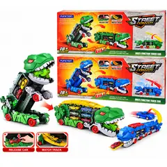 GENERICO - Dino Car Pista Mediano Camión Dinosaurio con Autos