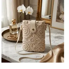 ITELSISTEM - Cartera Bandolera bolso Casual Playera Punto crochet Para llevar Celulares Practica viajera Document