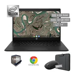 HP - Laptop semi nueva Chromebook 14 G7 Celeron 4GB RAM 32HDD 14 + Mouse + Funda