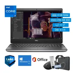 Dell - Laptop semi nueva Precision 7750 Core i7 10ma 8GB RAM 256GB SSD 16GB Video 17.3