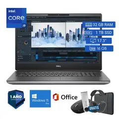 Dell - Laptop semi nueva Precision 7760 Core i9 11va 32GB RAM 1TB SSD 16GB Video 17.3 + Mouse + Funda