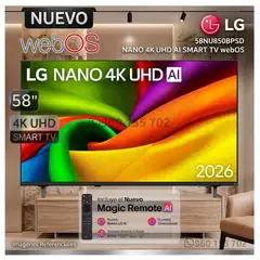 LG - Televisor NANO 4K UHD AI NU850 SMART TV webOS 2026 58NU850BPSD