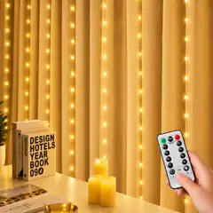 ARTEZA - Cortina De Luces 300 Led Navidad 3x3 Metros Amarillo Calida