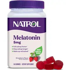 NATROL - Melatonina de 5 mg Gummies – Sueño y Descanso – Sabor Fresa – 140 Gomitas