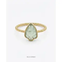 ALLIANA JOYERIA - Anillo Hoja de Oro 18K con Aguamarina Entorchado
