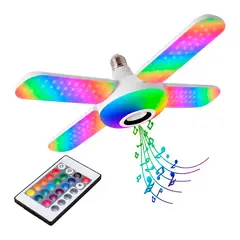 GENERICO - Foco Parlante 4 Aspas Rgb Bluetooth Músical Plegable Control