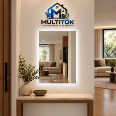 GENERICO - Espejo Led Inteligente Mod. Cuadro 70×50 cm con Reloj -Antiempaño y 3 Tonos de Luz