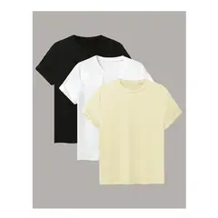 PEACE AND LOVE - Pack 3 Polos Manga Corta Blanco Negro Crema Unisex Peace And Love.