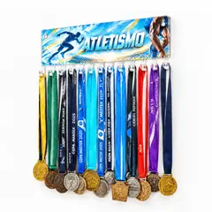 QUIMERA - Medallero Atletismo Hombre - Colgador Porta Medallas de 36 x 14 cm - Hasta 30 Medallas