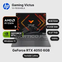 HP - Laptop Gaming Victus15-FB3049LARyzen 7-7445HS 8GB 512GB SSD RTX 4050 15.6" (D53P1LA#ABM)