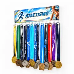 QUIMERA - Medallero Atletismo Mujer - Colgador Porta Medallas de 36 x 14 cm - Hasta 30 Medallas