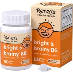 RENZO'S - Bright & Brainy Vitamina B6 Vitamina Soluble para Niños B6 - 60 Tabletas Disolventes
