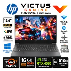 HP - Laptop Victus 15-fb3022la Ryzen 7 7445HS 16GB 512GB RTX 4050 6GB 15.6" 144Hz W11