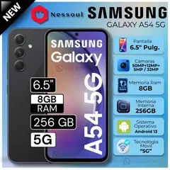 SAMSUNG - Celular Galaxy A54 5G 6,5" Pulg. 8GB RAM 256GB Android 13 - Negro